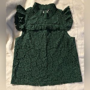 Deep green mock neck lace shirt from Ann Taylor-size medium-worn once